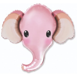 M FM Шар (12''/30 см) Мини-фигура, Голова, Милый Слоник, Розовый, AIR, 1 шт.