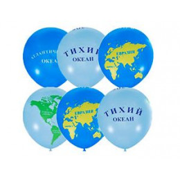 М Шар (12"/30см) Пастель (шелк) 5 ст. рис Глобус 25 шт.