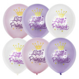 М Шар (12"/30см) Перламутр (шелк) 1 ст. 2 цв. рис Little Princess 25шт