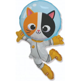 M FM Шар (14''/36 см) Мини-фигура, Котенок Космонавт, AIR, 1 шт.