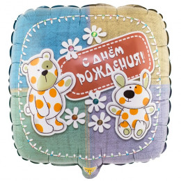 M VZ Шар (18"/46 см) Квадрат, Зверюшки-игрушки, 1 шт.