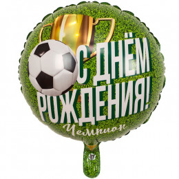 M VZ Шар (18"/46 см) Круг, С Днем Рождения Чемпион футболист, 1 шт.