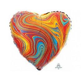 M Agm Шар (18"/46см) Сердце, Б/РИС, Мрамор Colorful, 1 шт.
