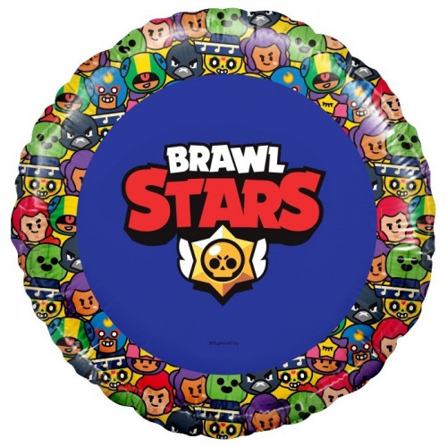 M Fal Шар (18"/46 см) Круг, Brawl Stars, Звездные бойцы, дизайн №3, Синий, 1 шт.