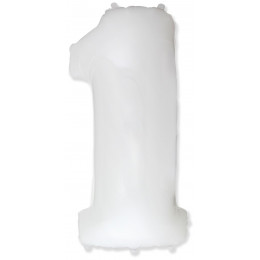 M FM Шар (40''/102 см) Цифра, 1, Белый, 1 шт.