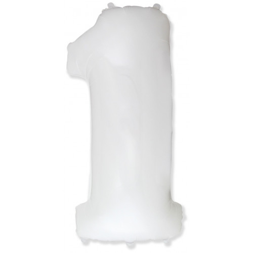 M FM Шар (40''/102 см) Цифра, 1, Белый, 1 шт.