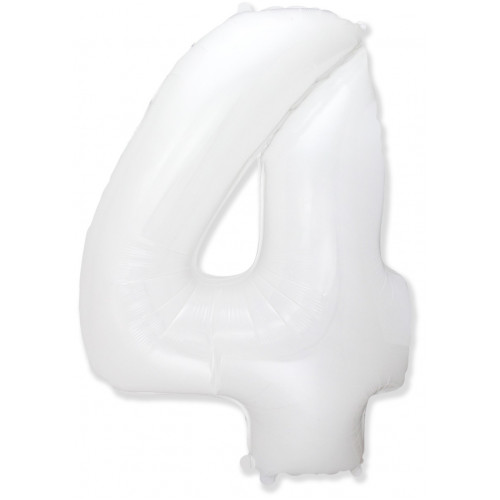 M FM Шар (40''/102 см) Цифра, 4, Белый, 1 шт.