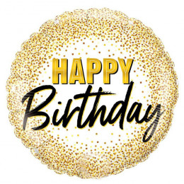 M K Шар (18"/46 см) Круг, Happy birthday! Золотое конфетти, 1 шт.