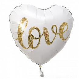 M K Шар (18"/46 см) Сердце, Сердце Love Бело-Золотое, 1 шт.