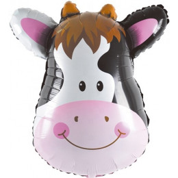 M Fal Шар с клапаном (16"/41 см) Мини-фигура, Голова Коровы, AIR, 1 шт.