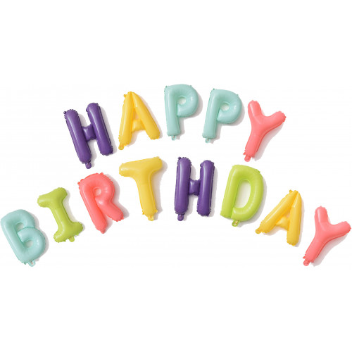 M Fal Набор шаров-букв (16"/41 см) Мини-Надпись "Happy Birthday", Макарунс, Ассорти, 1 шт.