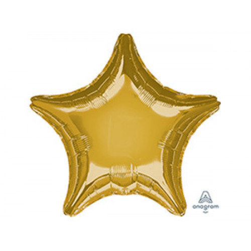 M Agm Шар (19"/48 см) Звезда, Б/РИС, Металлик Gold, 1 шт.