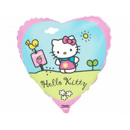 M FM Шар (18''/46 см) Сердце, Hello Kitty, Котенок в саду, Розовый, 1 шт.