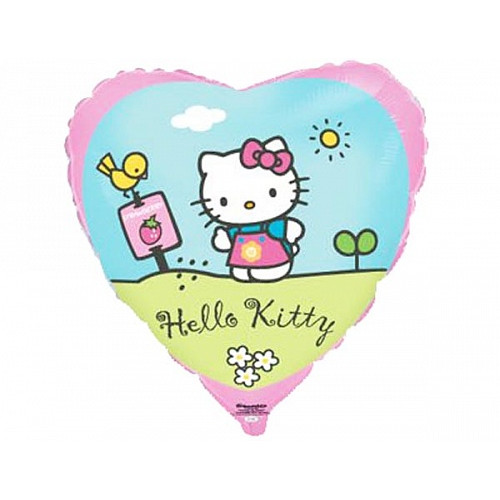 M FM Шар (18''/46 см) Сердце, Hello Kitty, Котенок в саду, Розовый, 1 шт.