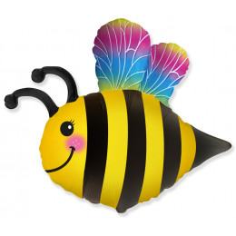 M FM Шар (15''/38 см) Мини-фигура, Радужная пчелка, AIR, 1 шт.