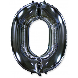 M FM Шар (40''/102 см) Цифра, 0, Черный, 1 шт.
