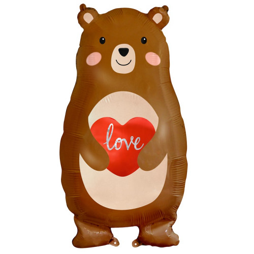 M VZ Шар (31"/79 см) Фигура, Мишка с сердцем, 1 шт.