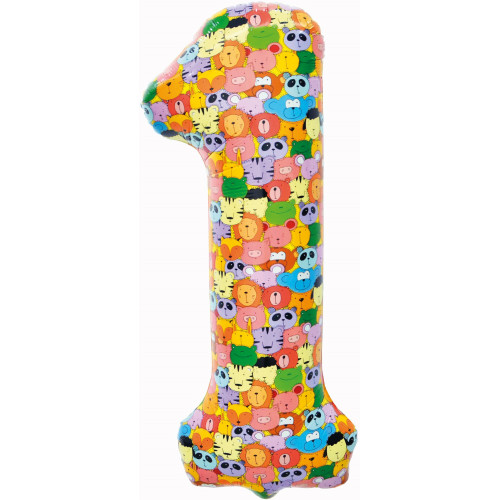 M Fal Шар с клапаном (34"/86 см) Цифра, 1 Зверята, 1 шт.