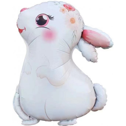 M Fal Шар (30"/76 см) Фигура, Милый зайка, Белый, 1 шт.
