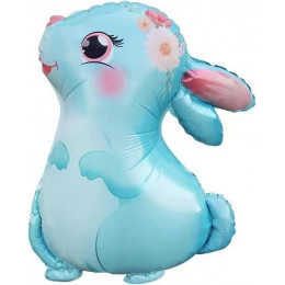 M Fal Шар (30"/76 см) Фигура, Милый зайка, Голубой, 1 шт.