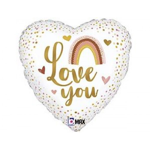 M Btc Шар (18"/46см) Сердце, LOVE YOU Сердце Бохо, 1 шт.