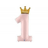 M Grb Шар (46"/117 см) Цифра, 1, PRINCESS с короной, Розовый, 1 шт.
