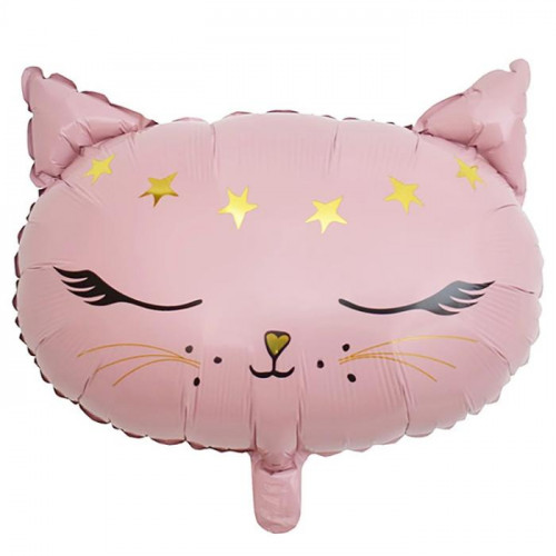 M VZ Шар (19"/48 см) Фигура, Кошка в короне голова розовая, 1 шт.