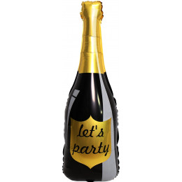 M Fal Шар (40''/102 см) Фигура, Бутылка Шампанское, Let`s Party, Черный, 1 шт.