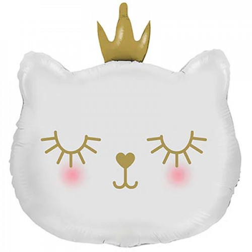 M VZ Шар (29"/74 см) Фигура, Кошка в короне голова белая, 1 шт.