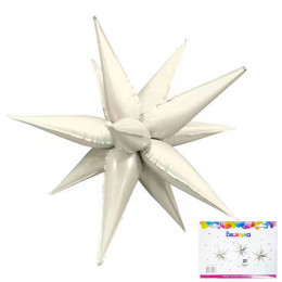 M Ves Шар (20"/50 см) Фигура, 3D Звезда составная 12 лучиков, Белый песок, 1 шт.
