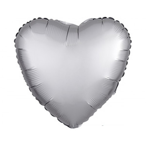 M Agm Шар (18"/46 см) Сердце, Б/РИС, Сатин Platinum, 1 шт