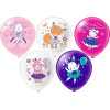 БК Шар (12''/30см) шелк рис. 1ст. 2цв. Шарики для девочки! 5 дизайнов 100 шт.