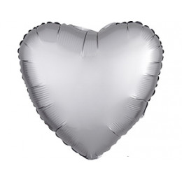 M Agm Шар (18"/46 см) Сердце, Б/РИС, Сатин Platinum, 1 шт.