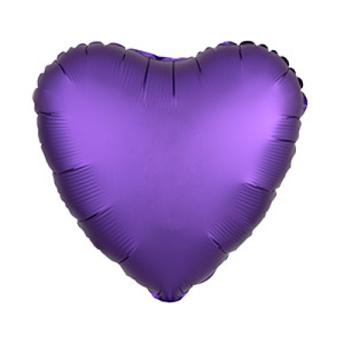 M Agm Шар (18"/46 см) Сердце, Б/РИС, Сатин Purple Royale, 1 шт.