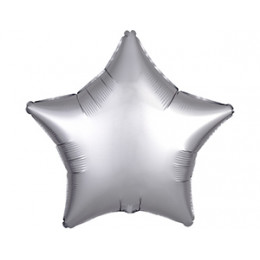 M Agm Шар (19"/46 см) Звезда, Б/РИС, Сатин Platinum, 1 шт.