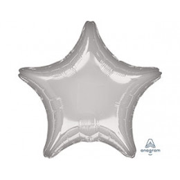 M Agm Шар (19"/48 см) Звезда, Б/РИС, Металлик Silver, 1 шт.
