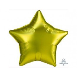M Agm Шар (19"/48 см) Звезда, Б/РИС, Сатин Lemon, 1 шт.