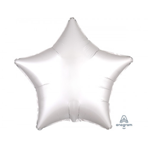 M Agm Шар (19"/48 см) Звезда, Б/РИС, Сатин White, 1 шт.