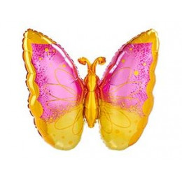 M Agm Шар (25"/63 см) Фигура, Бабочка PinkYellow, P30, 1 шт.