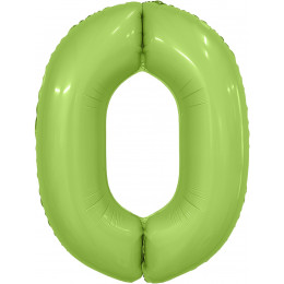 M Agr Шар (40''/102 см) Цифра, 0 Slim, Фисташка, Сатин, 1 шт. в упак.