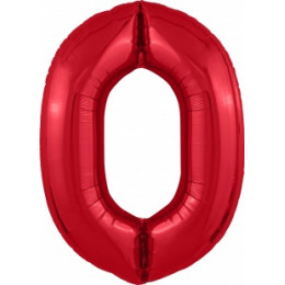 M Agr Шар (40''/102 см) Цифра, 0 Slim, Красный, 1 шт.