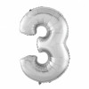 M Agr Шар (40''/102 см) Цифра, 3, Серебро, 1 шт.