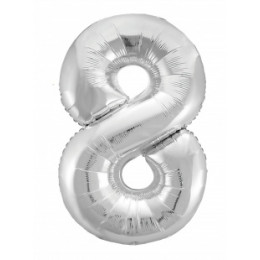 M Agr Шар (40''/102 см) Цифра, 8 Slim, Серебро, 1 шт.