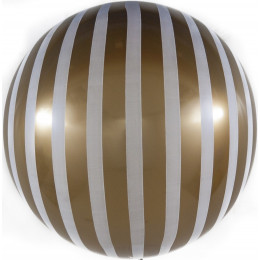 M Fal Шар (18"/46 см) Сфера, 3D, Deco Bubble, Белые полосы, Золото, 1 шт.