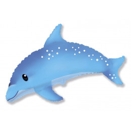 M FM Шар (11''/28 см) Мини-фигура, дельфин голубой 1 шт.