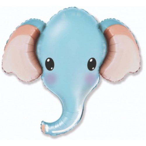 M FM Шар (12''/30 см) Мини-фигура, Голова, Милый Слоник, Голубой, AIR, 1 шт.