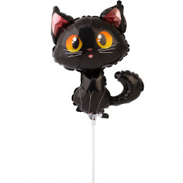 M FM Шар (13"/32 см) Мини-фигура, Кот черный, AIR, 1 шт.
