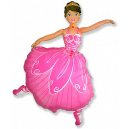 M FM Шар (14''/36 см) Мини-фигура, Балерина, Розовый, AIR, 1 шт.