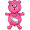 M FM Шар (14''/36 см) Мини-фигура, Медвежонок-девочка, Розовый, AIR, 1 шт.