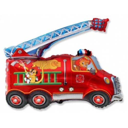 M FM Шар (14''/36 см) Мини-фигура, Пожарная машина, Красный, AIR, 1 шт.